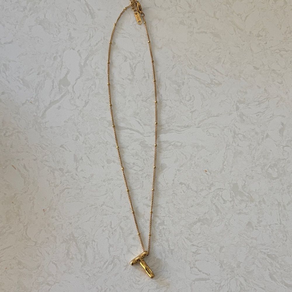 Elegant Gold monogram initial T Necklace